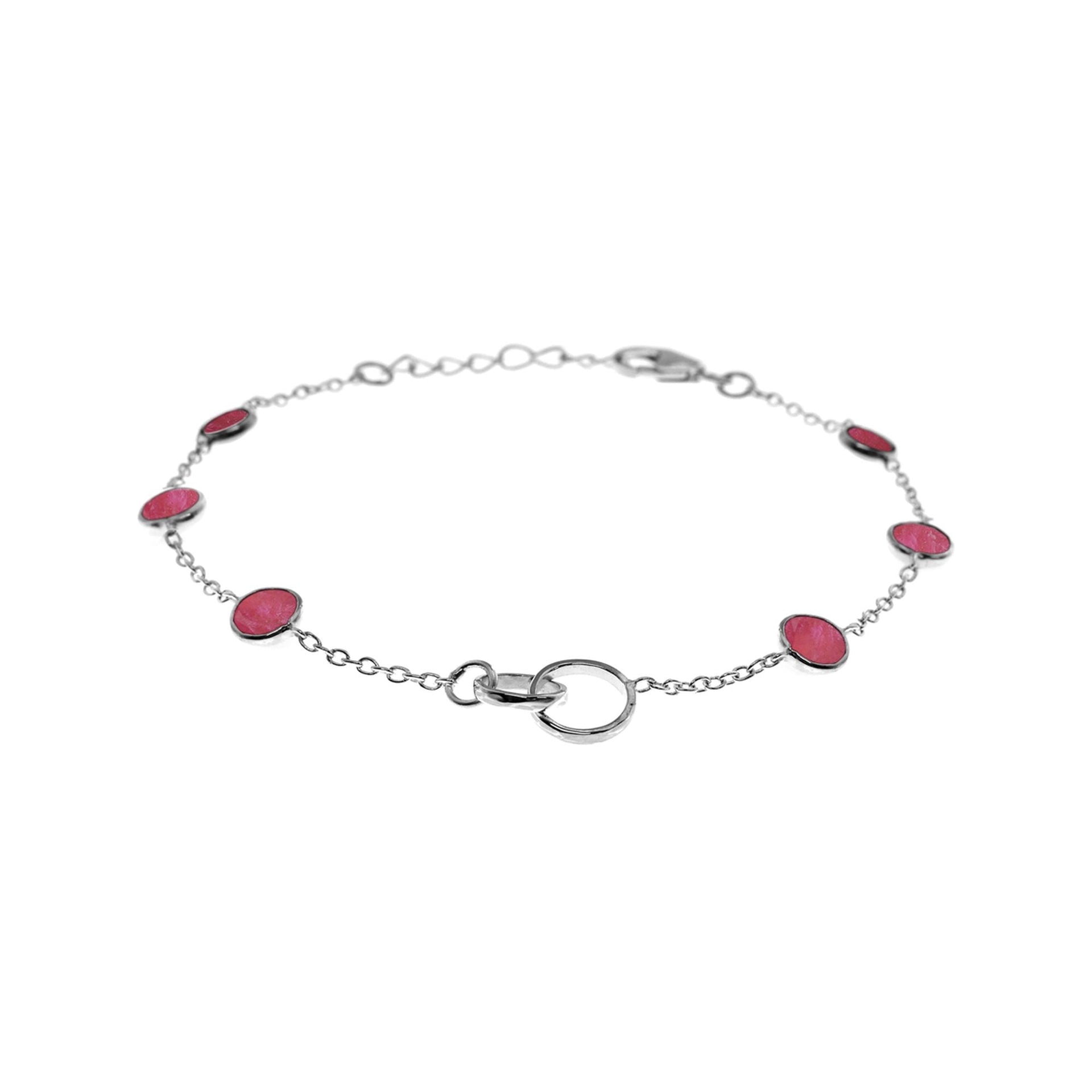 Bridget ruby quartz double centre link silver bracelet