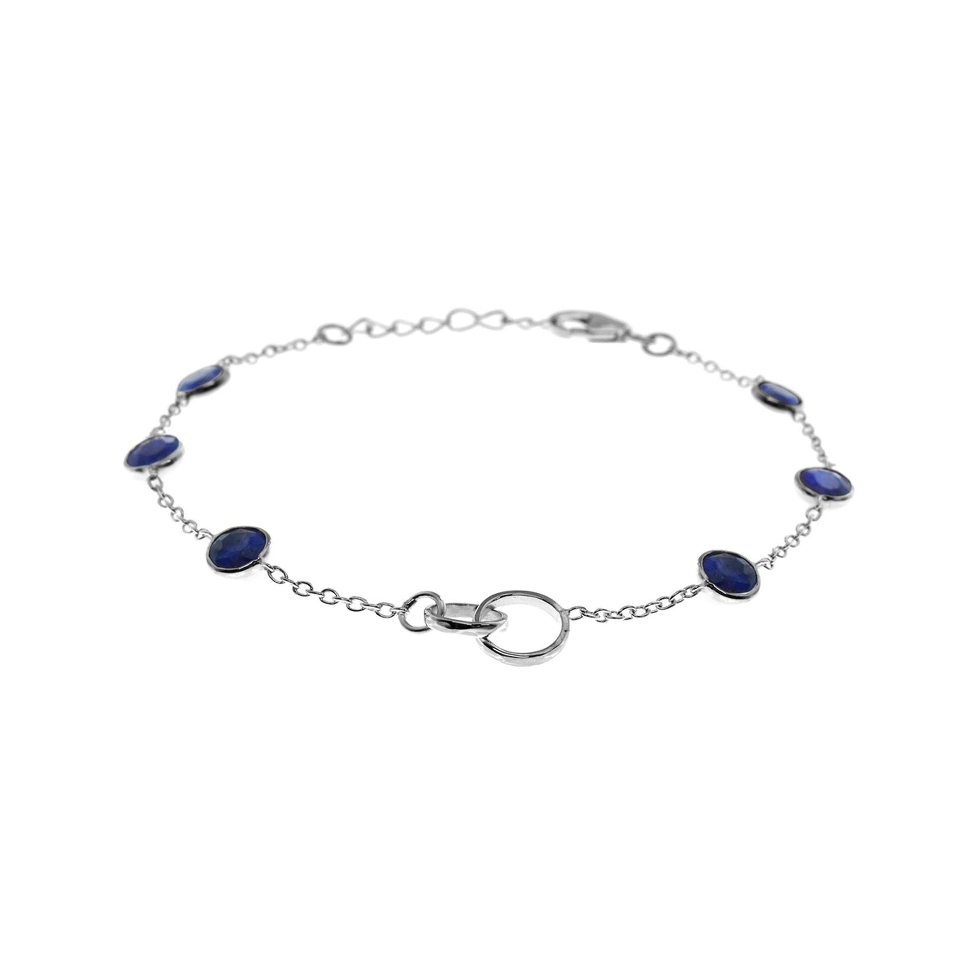 Bridget sapphire quartz double centre link silver bracelet