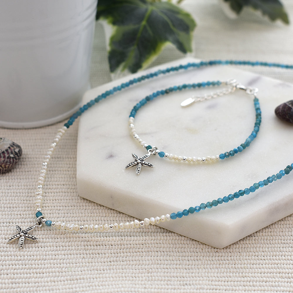 Avianna apatite & pearl with starfish necklace