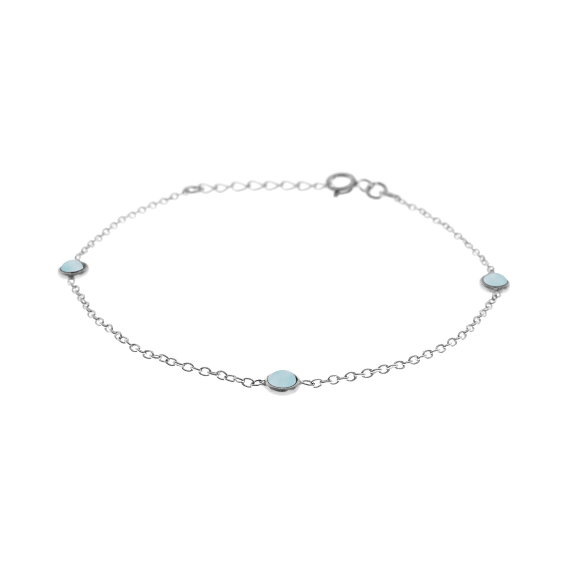 Bridget three stone larimar chain bracelet