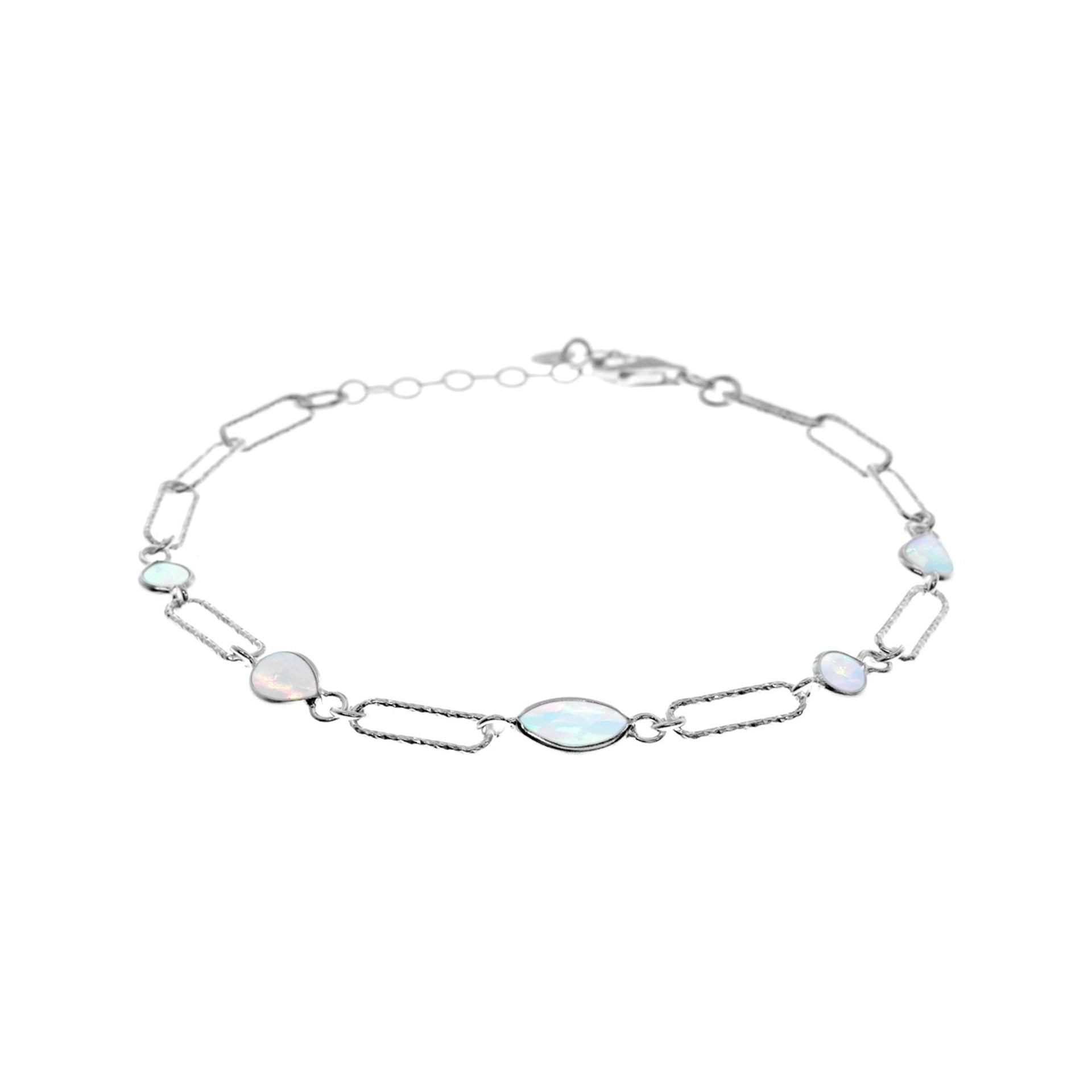 Angelica textured link white opalique bracelet