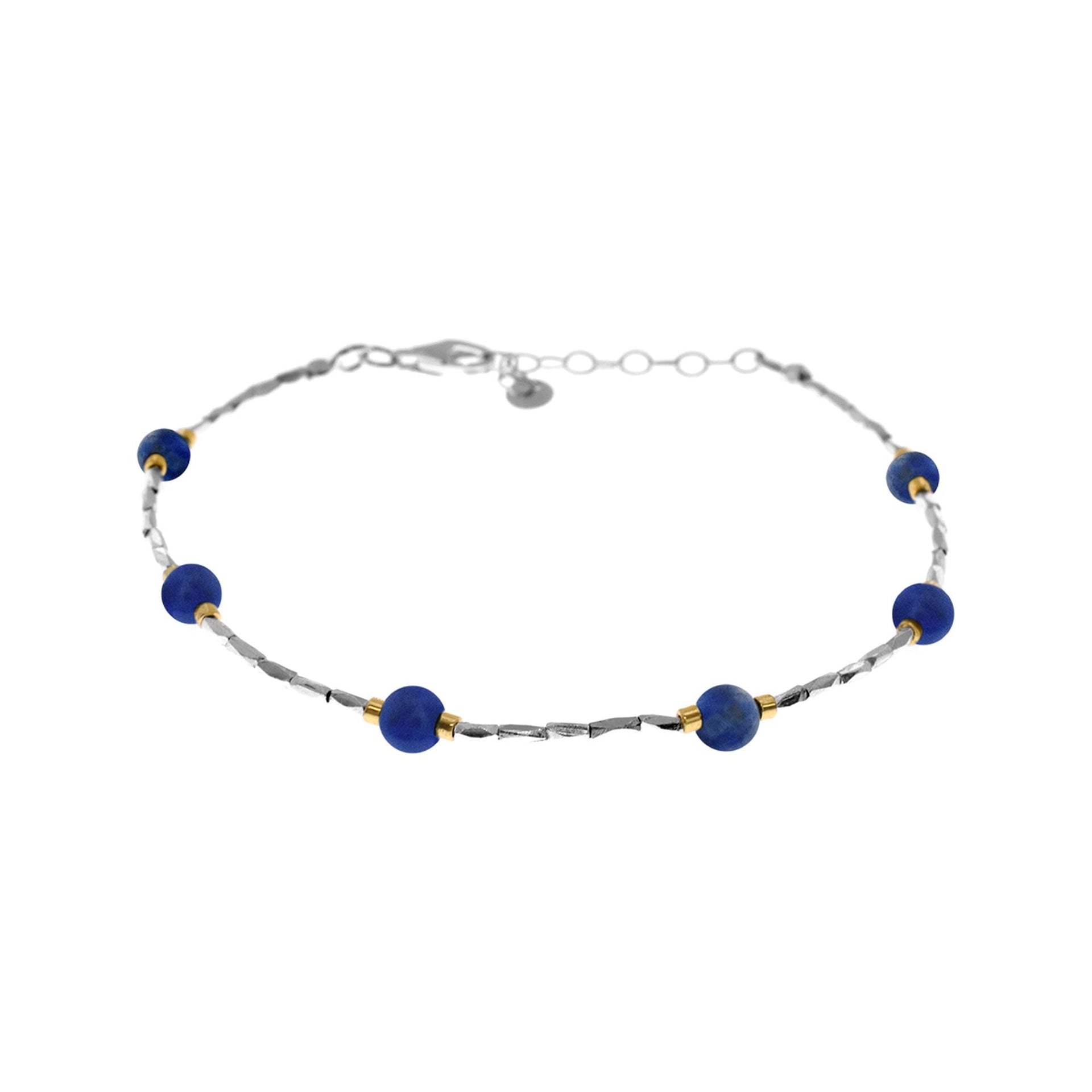 Jaelyn lapis lazuli bead bracelet with gold accents