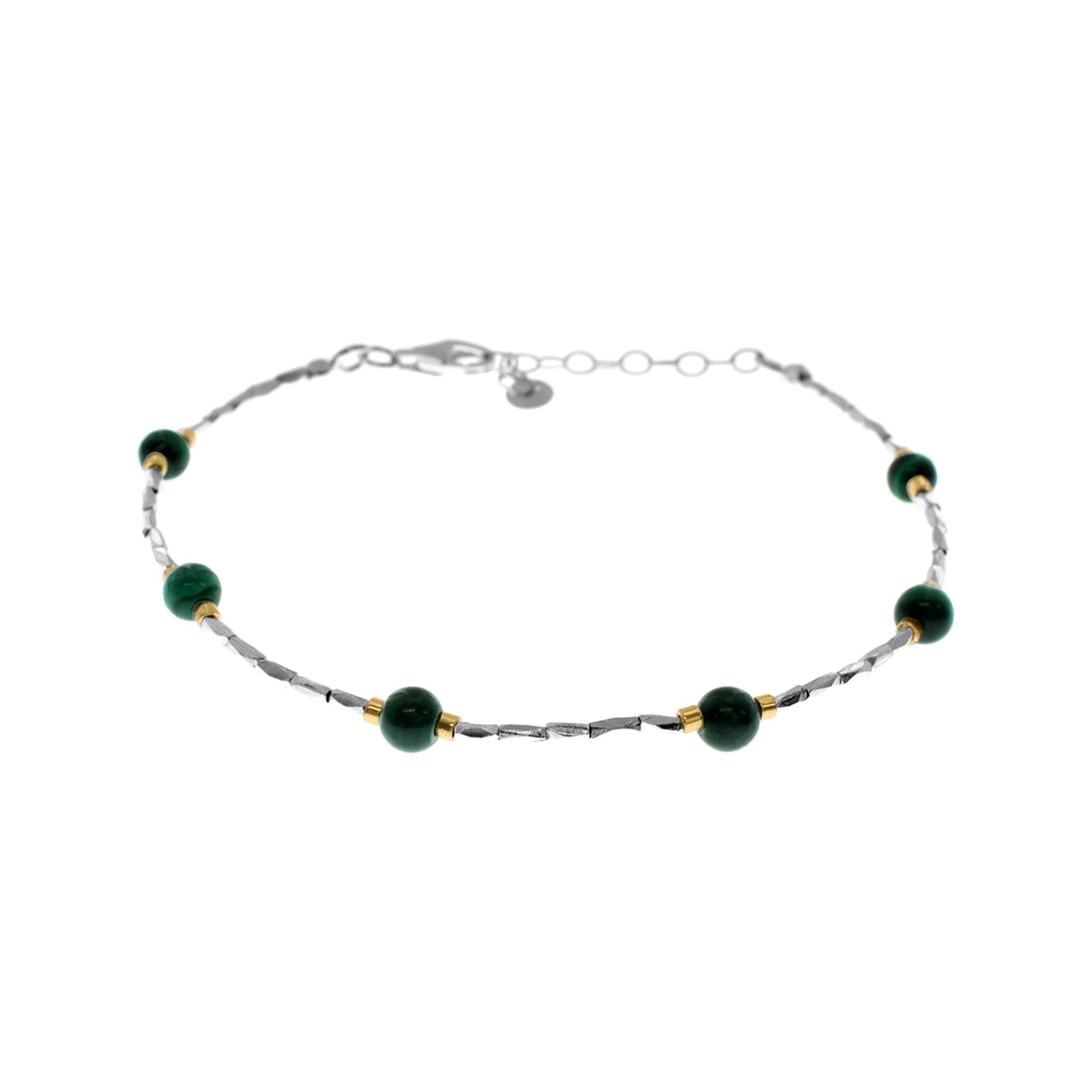 Jaelyn malachite bead bracelet with gold accents