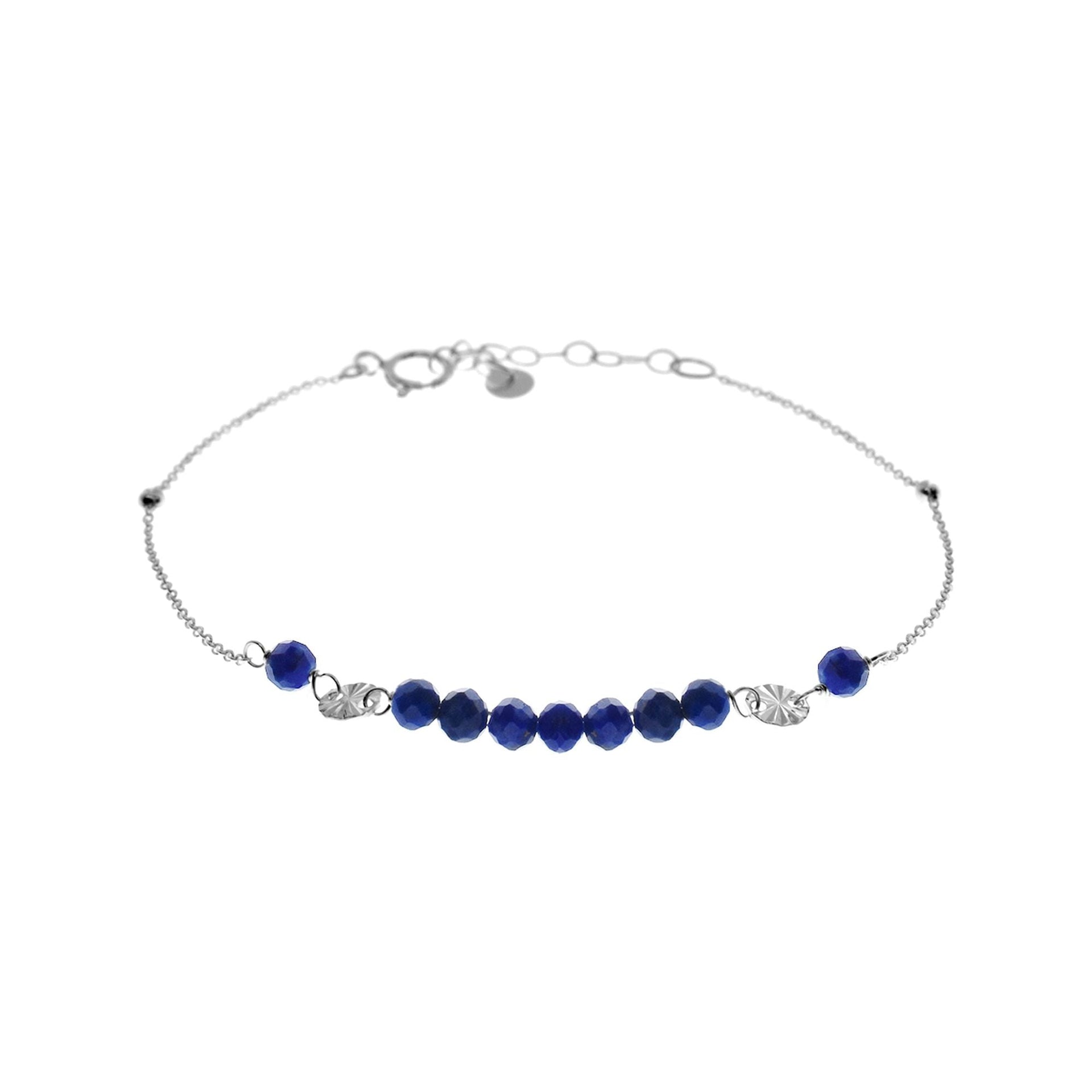 Jaelyn cut lapis lazuli beaded and satellite chain bracelet