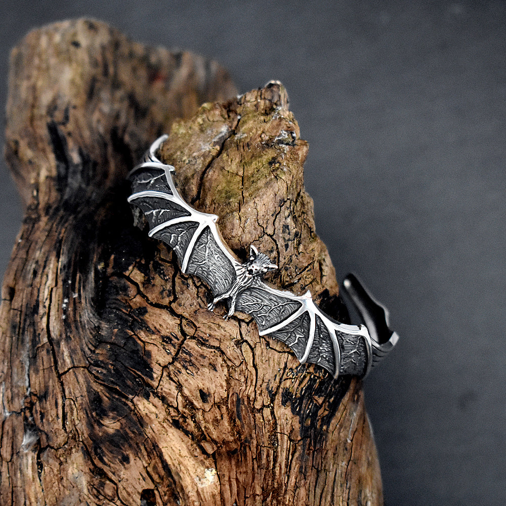 Harley oxidised bat bangle