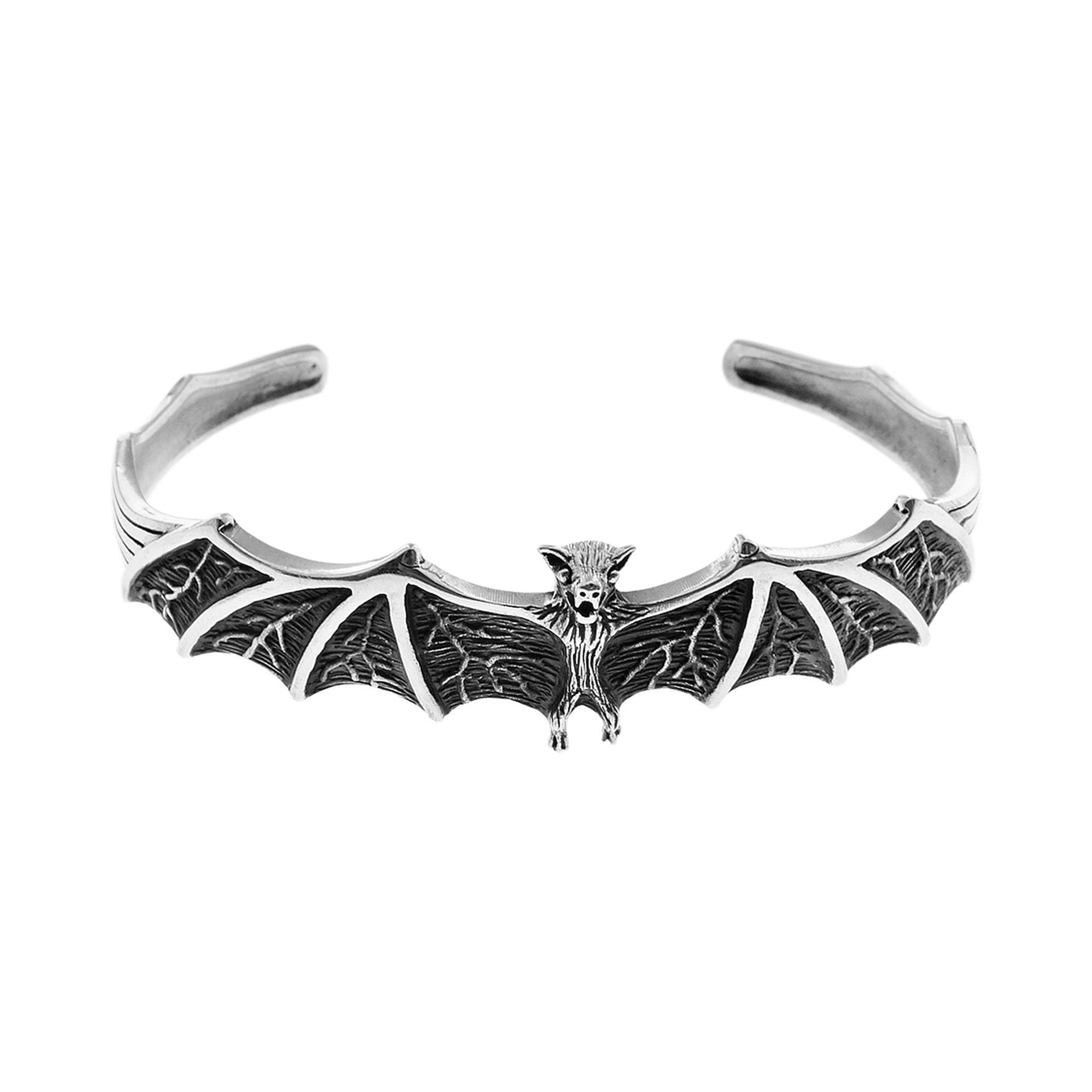 Harley oxidised bat bangle