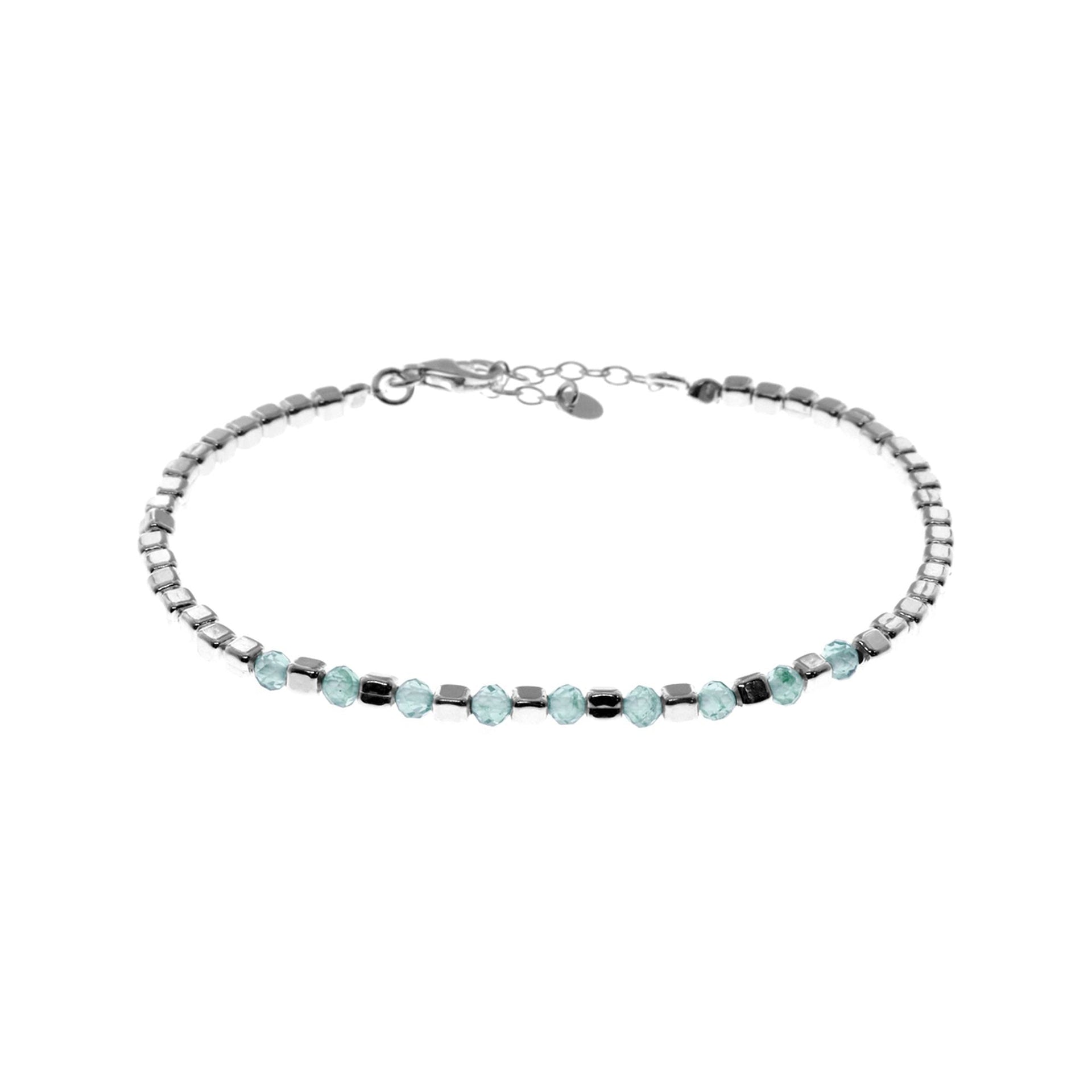 Sophia square aquamarine centre clasped bracelet