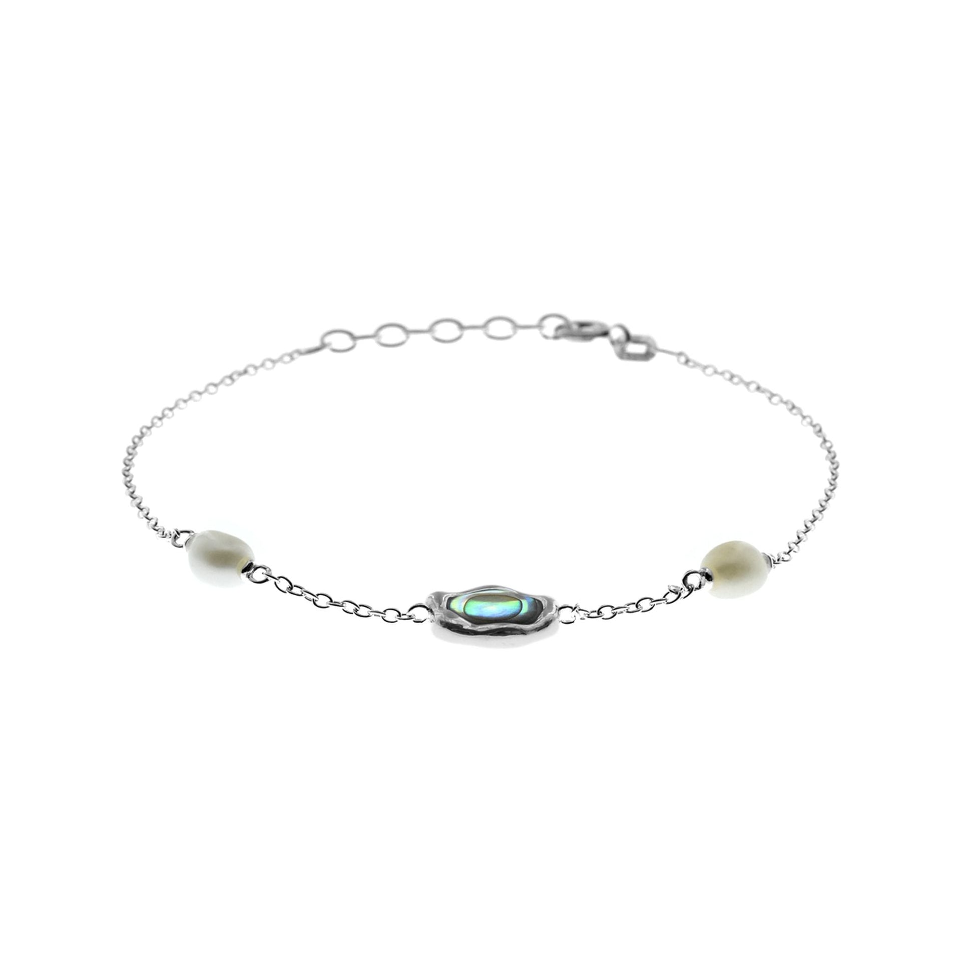 Bronwen organic paua shell & pearl bracelet