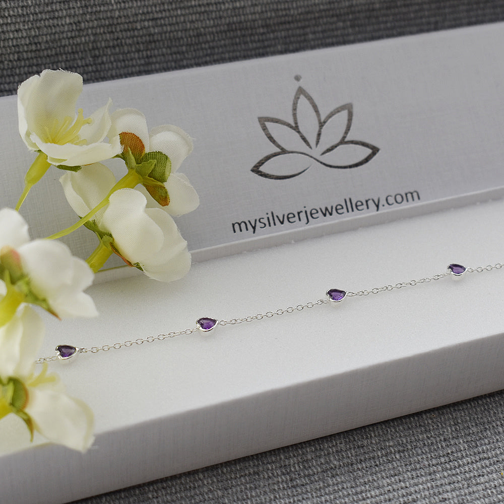 Samira amethyst heart bracelet