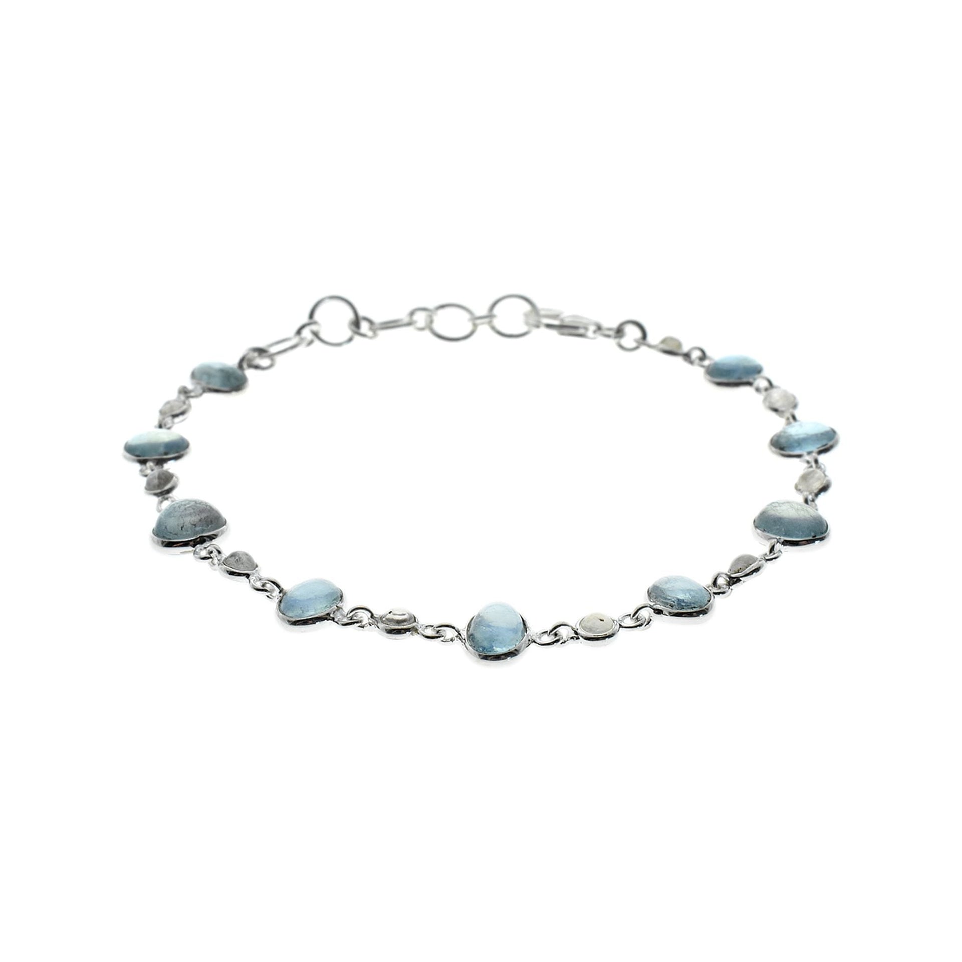 Bridget aquamarine & rainbow moonstone bracelet