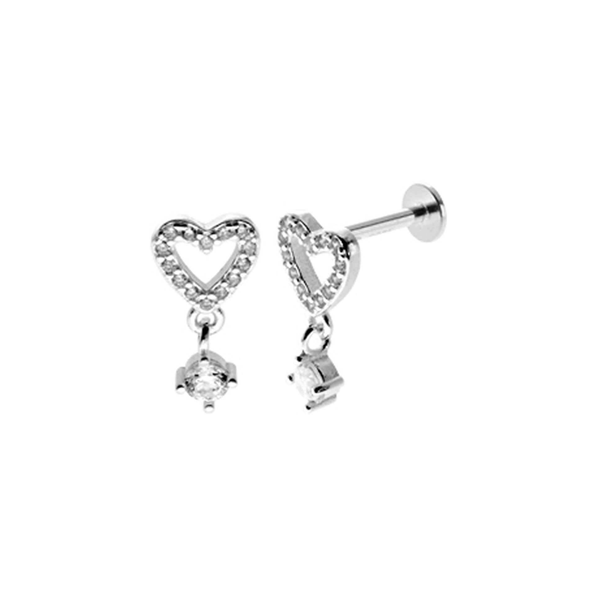 Zara sparkle heart charm stud