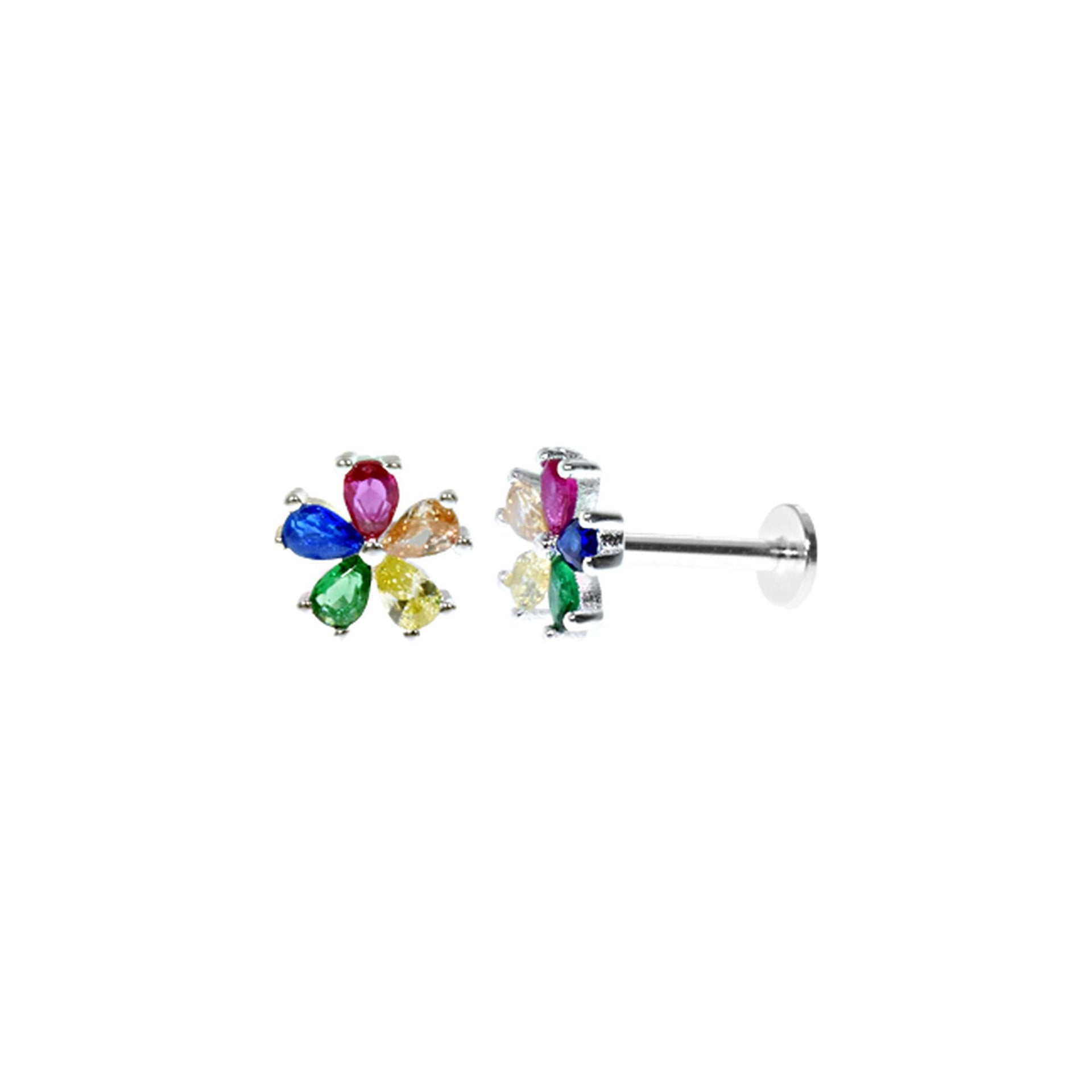 Zara rainbow flower stud