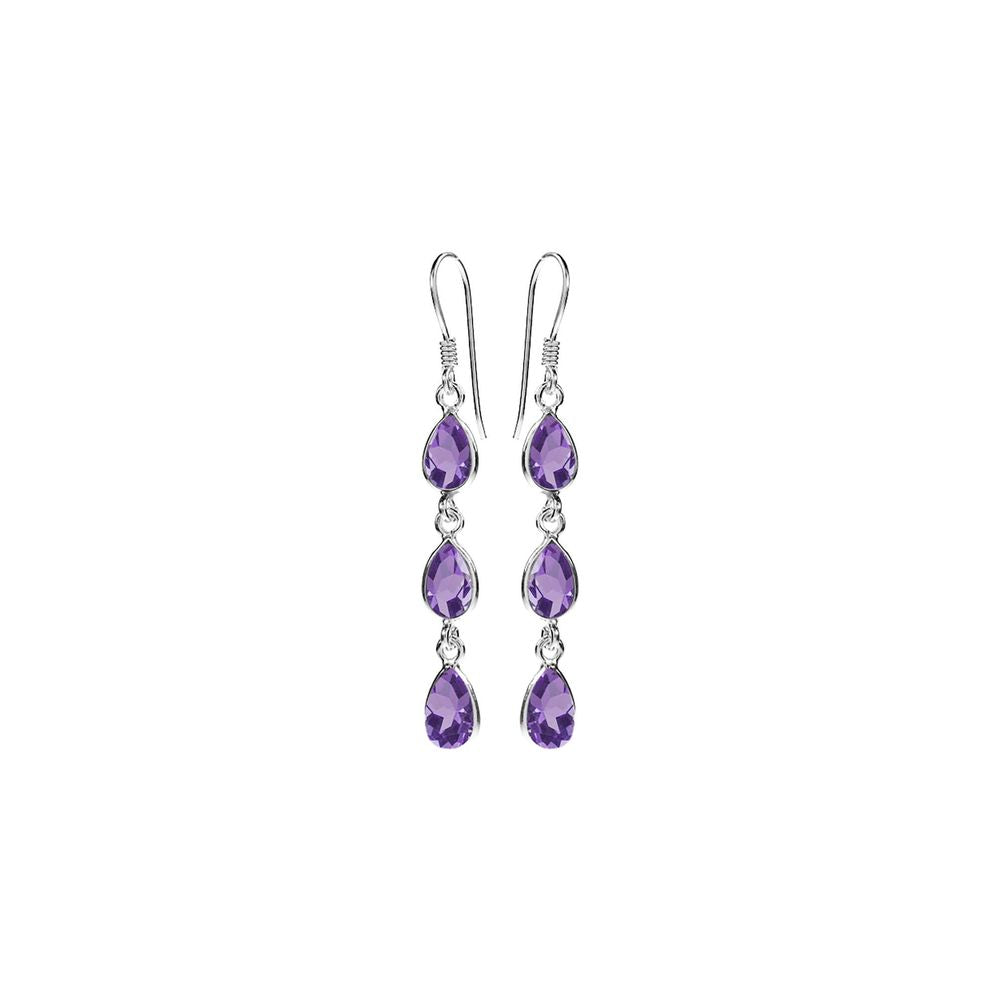 Bridget triple teardrop faceted amethyst earrings