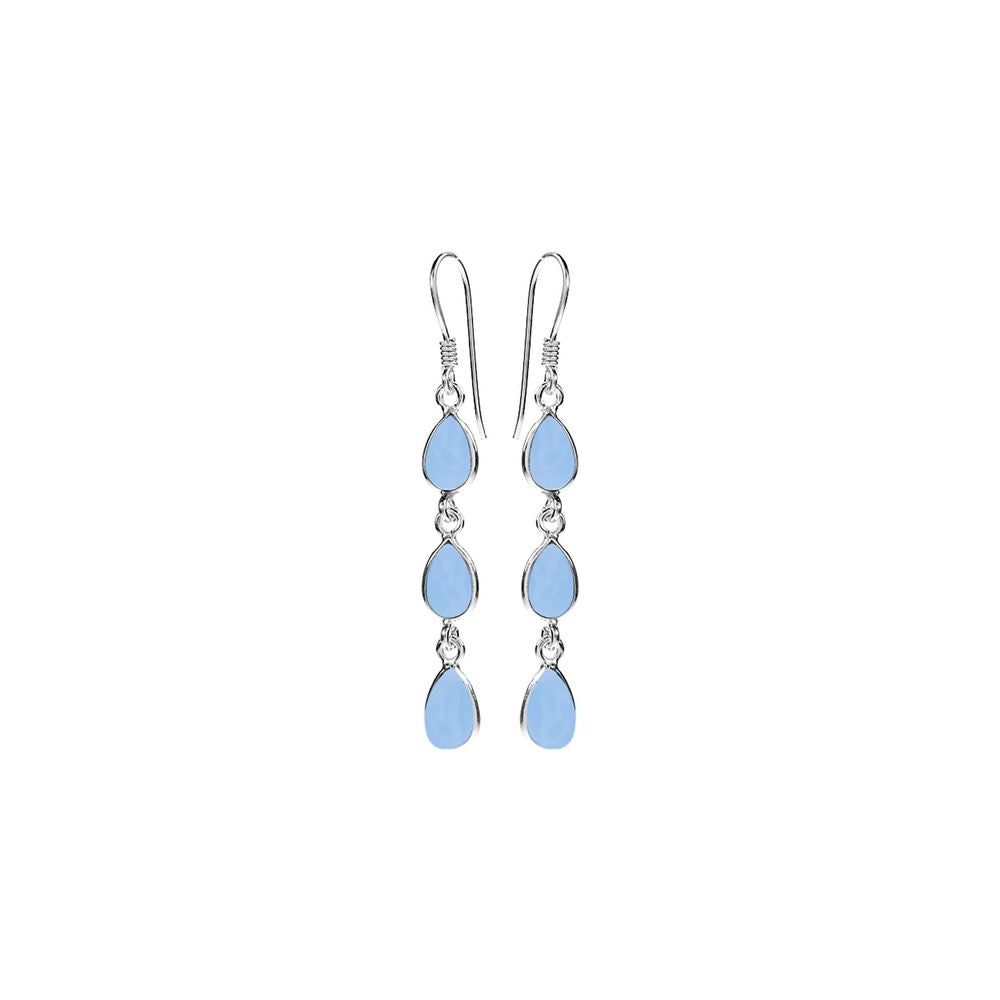 Bridget triple teardrop blue chalcedony earrings