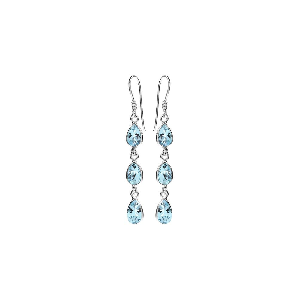 Bridget triple teardrop blue topaz earrings