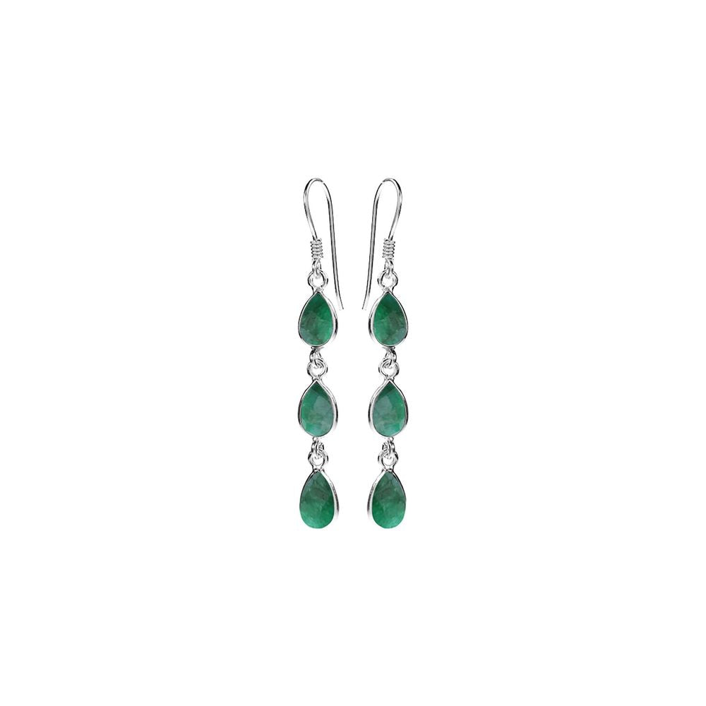Bridget triple teardrop emerald quartz earrings