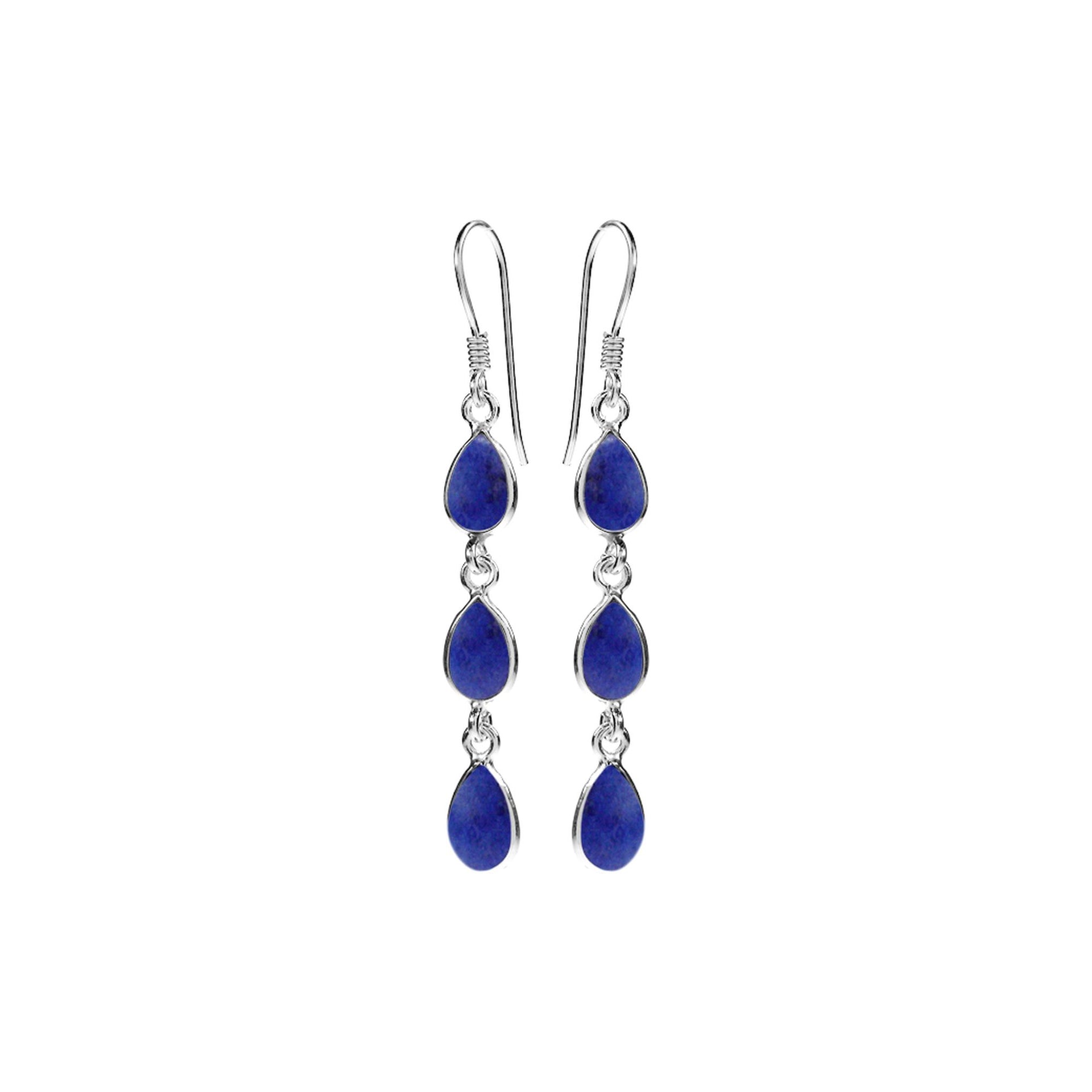 Bridget triple teardrop lapis lazuli earrings