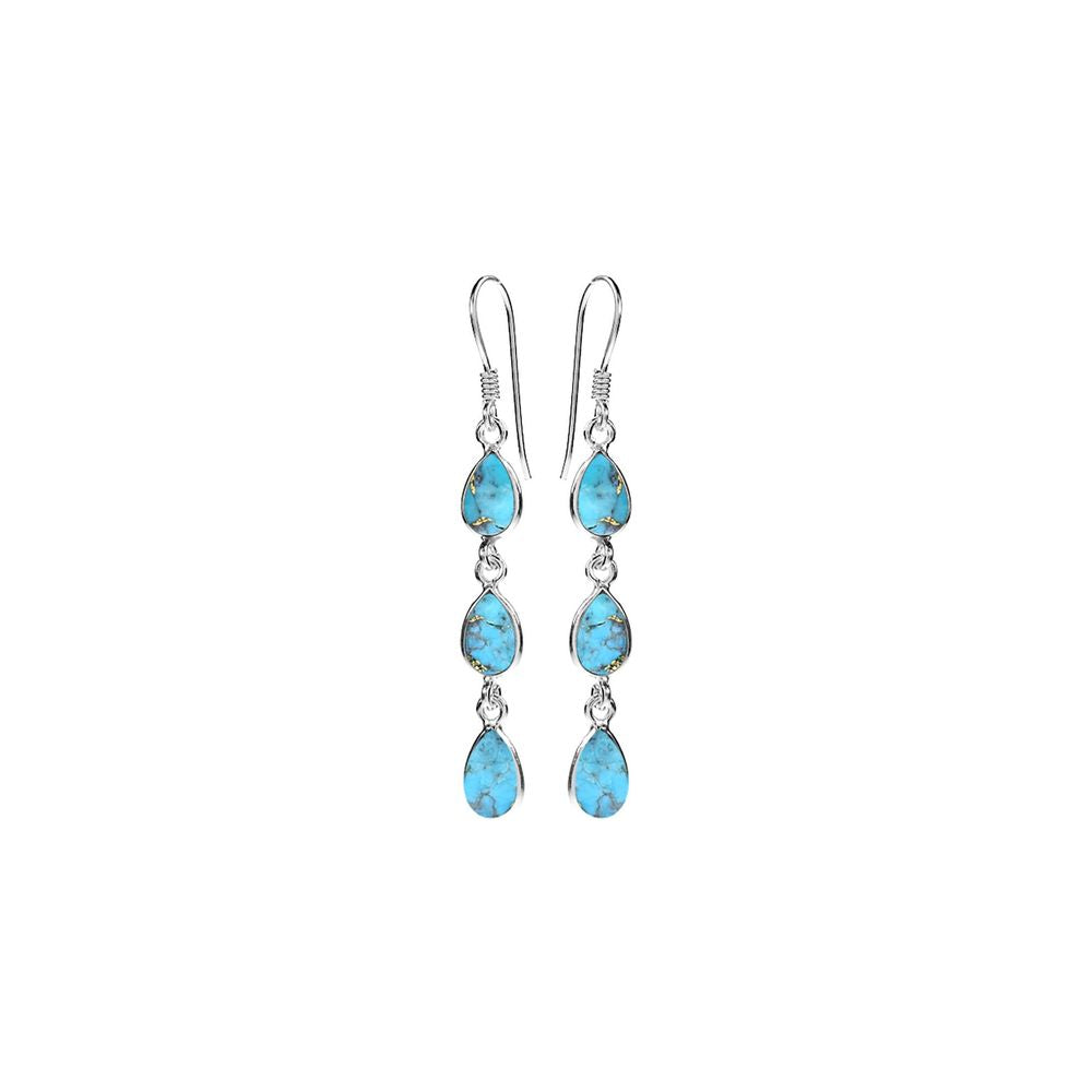 Bridget triple teardrop blue mohave earrings