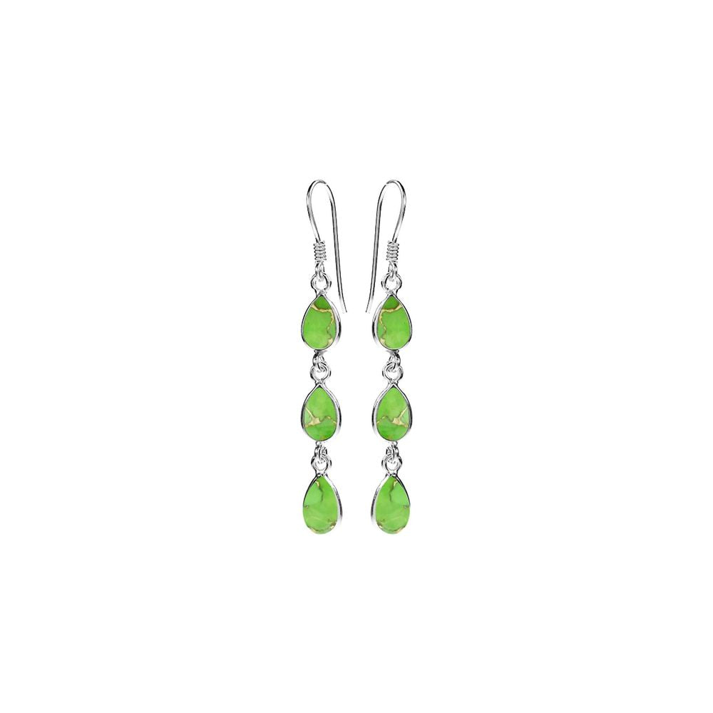 Bridget triple teardrop green mohave earrings