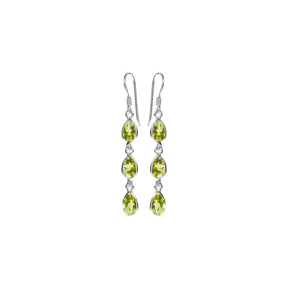 Bridget triple teardrop peridot earrings