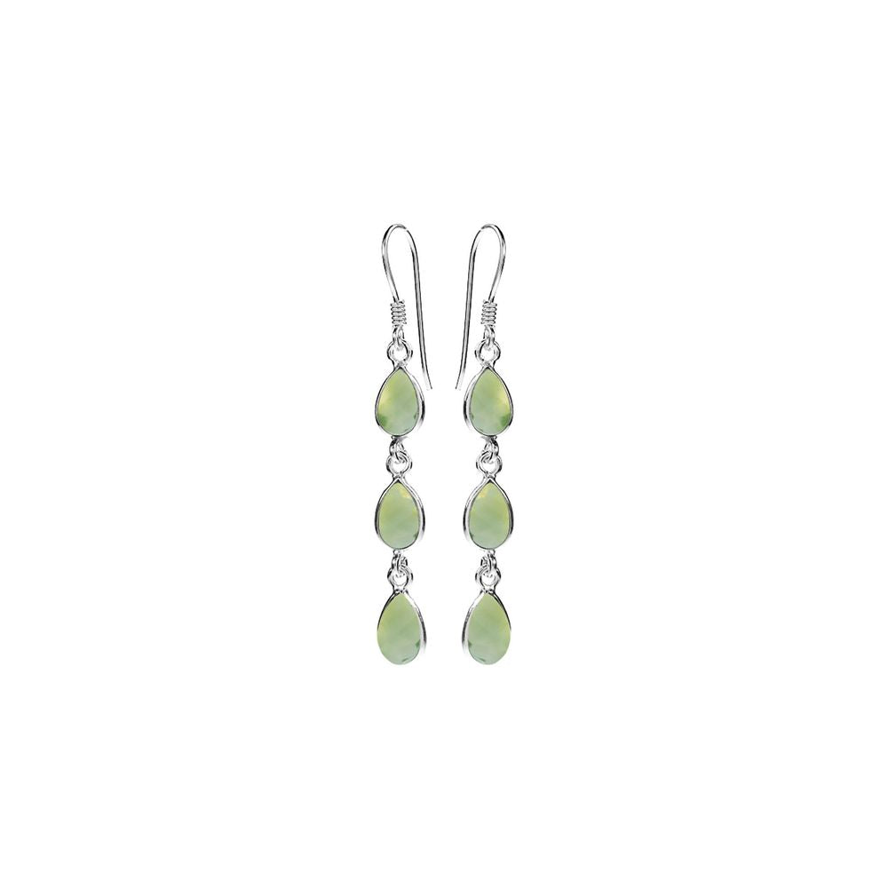 Bridget triple teardrop prehnite earrings