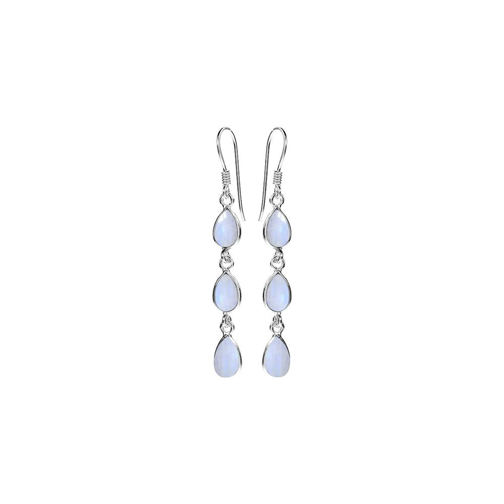 Bridget triple teardrop rainbow moonstone earrings