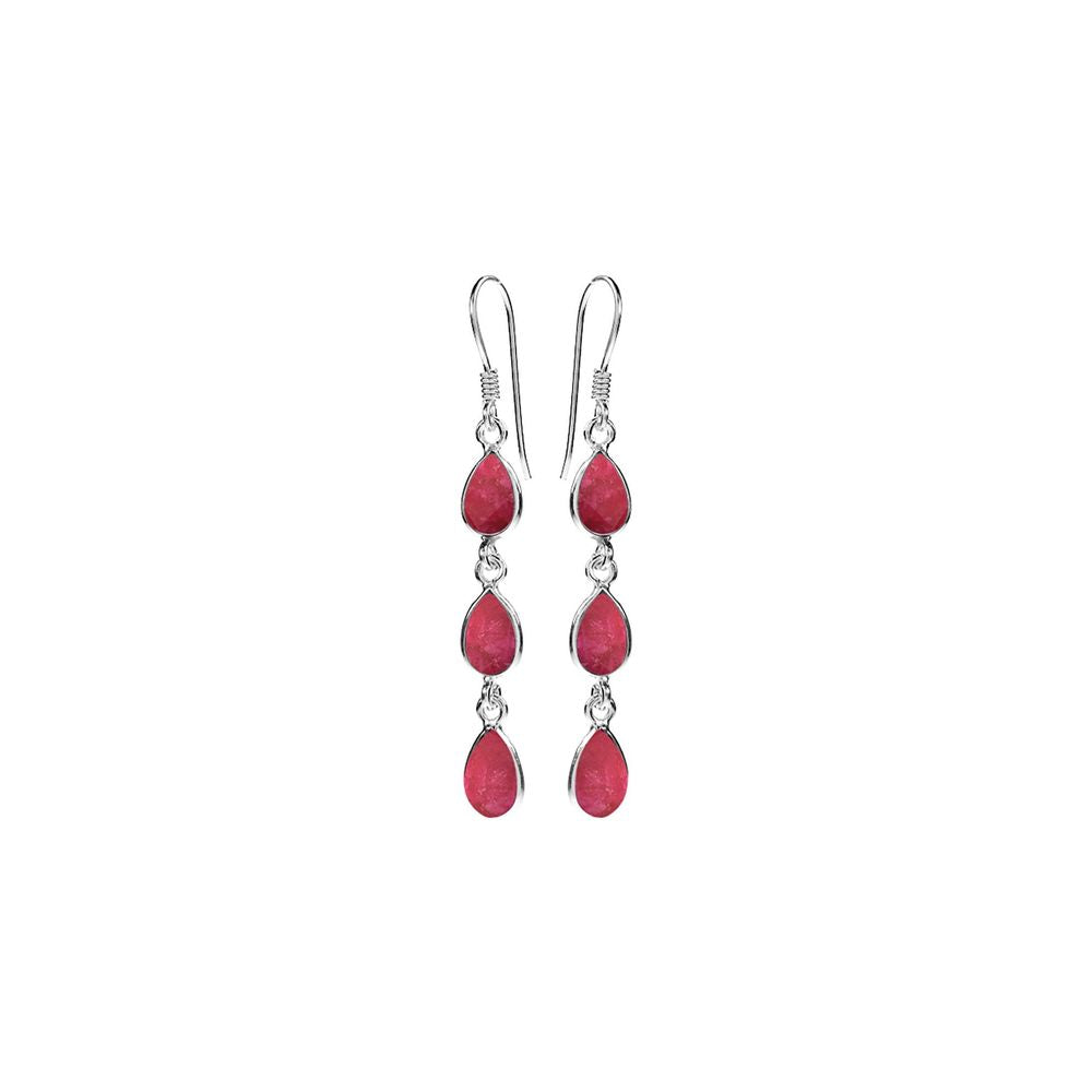 Bridget triple teardrop ruby quartz earrings