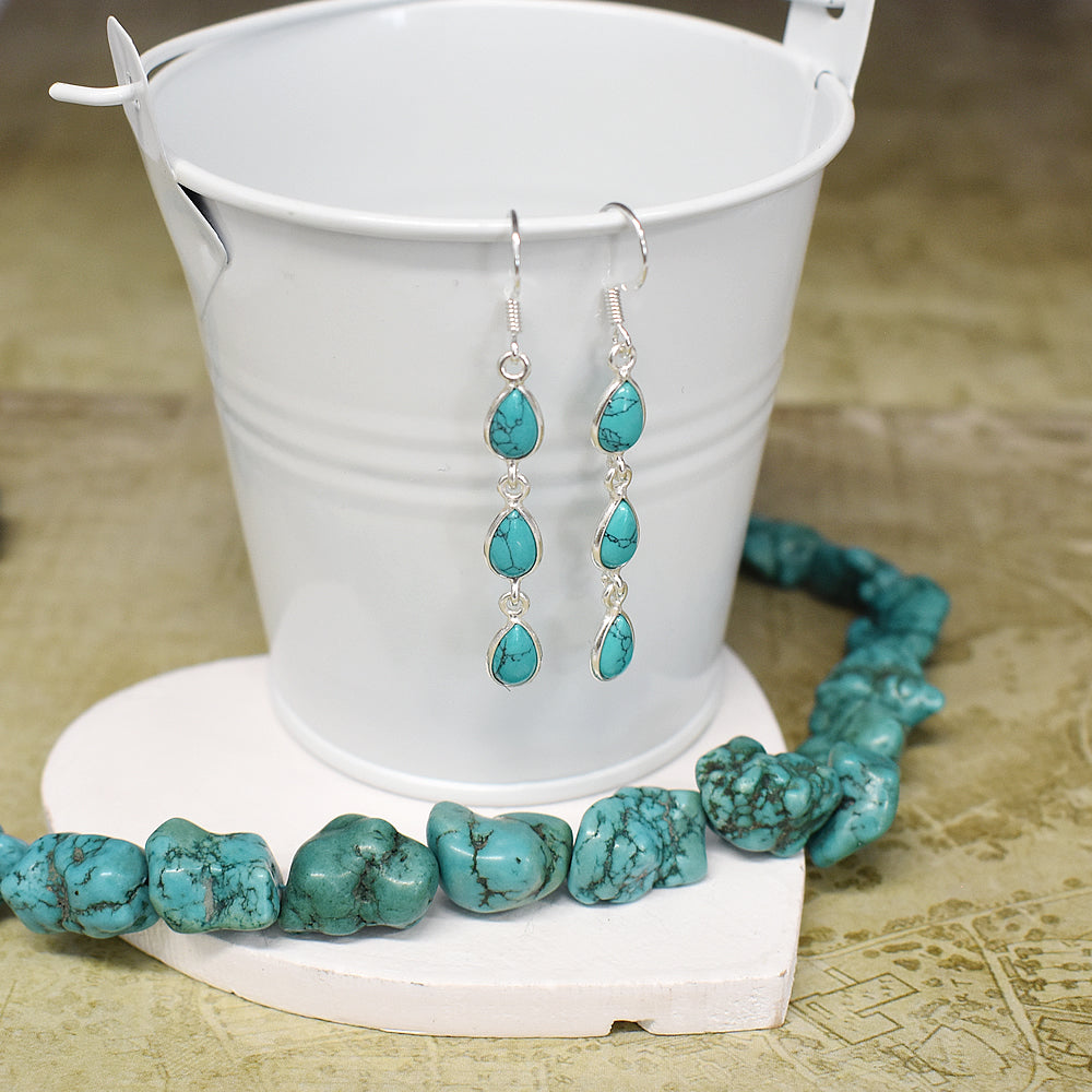 Bridget triple teardrop turquoise earrings