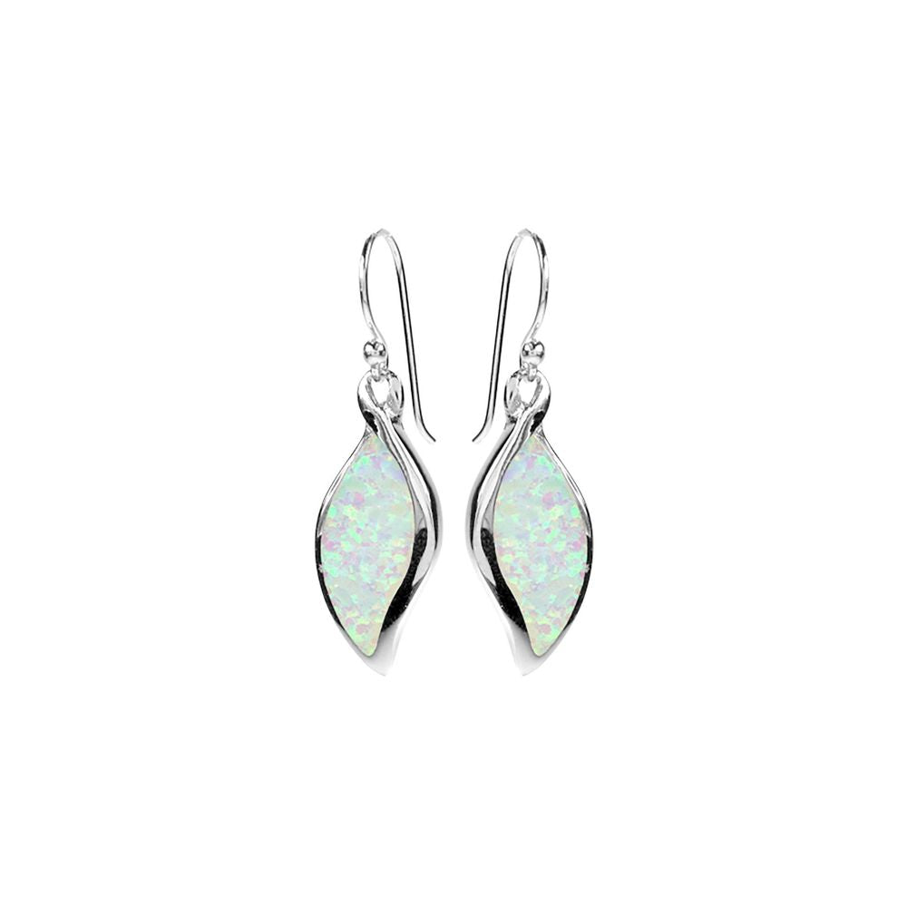 Diana offset marquis white opal earrings