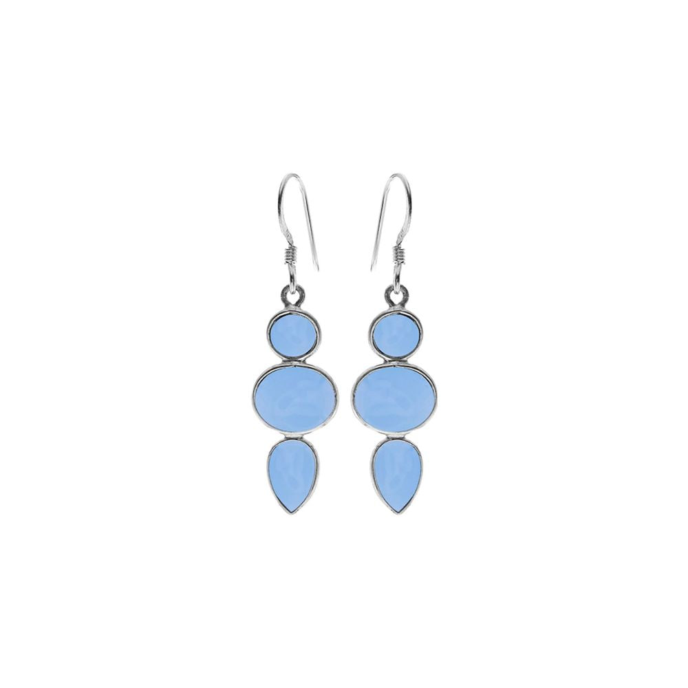 Bridget mixed shapes blue chalcedony earrings
