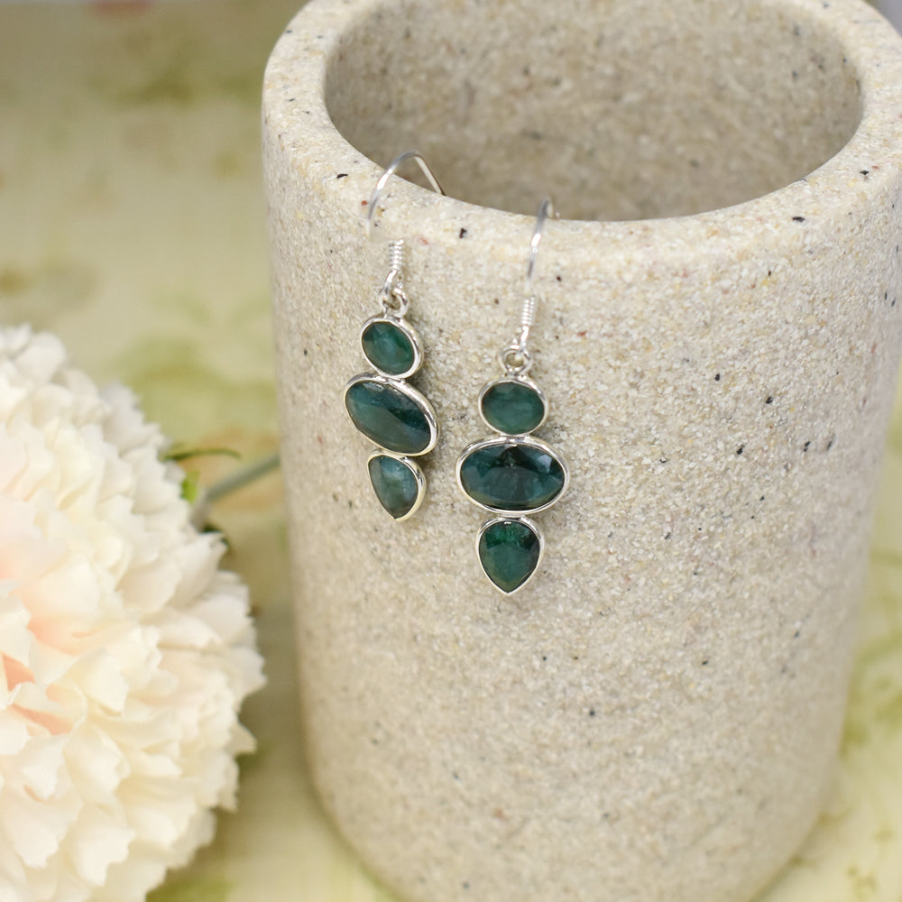 Bridget mixed shapes emerald quartz earrings