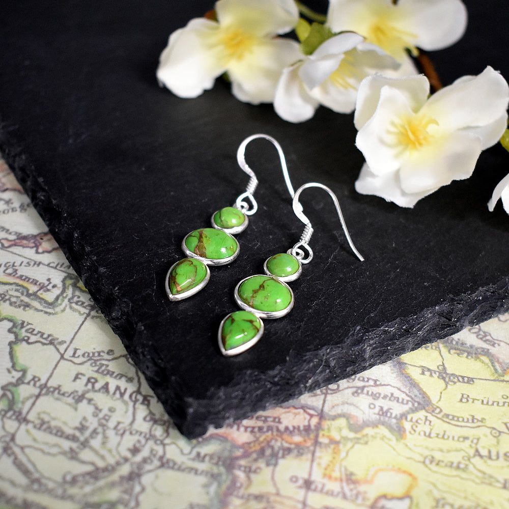 Bridget mixed shapes green mohave turquoise earrings