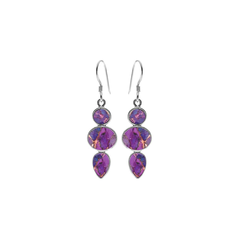Bridget mixed shapes purple mohave turquoise earrings