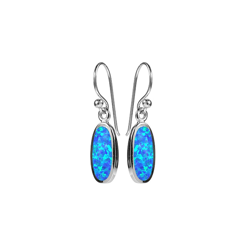 Diana small oval blue opal earrings