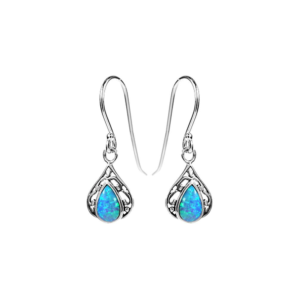 Sabrina framed blue opal teardrop earrings
