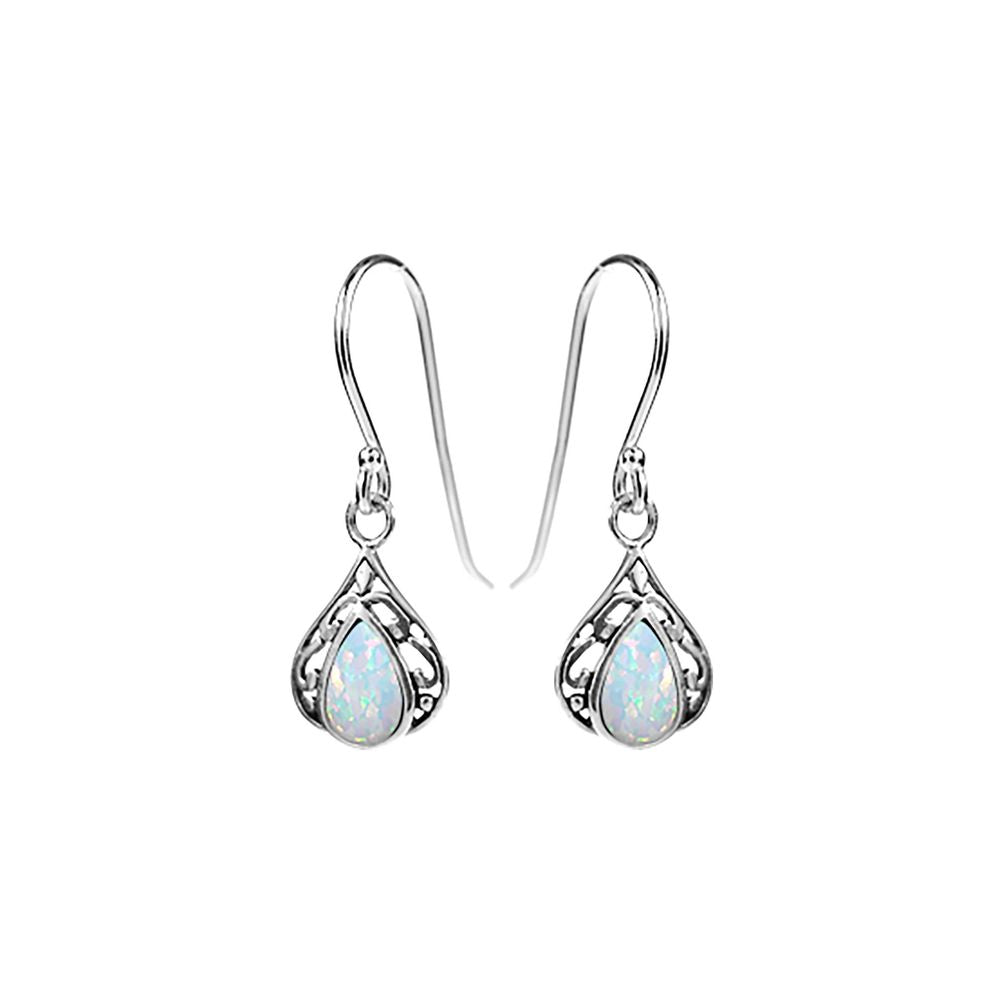 Sabrina framed white opal teardrop earrings