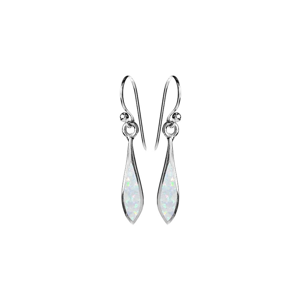 Diana elongated marquis white opal earrings