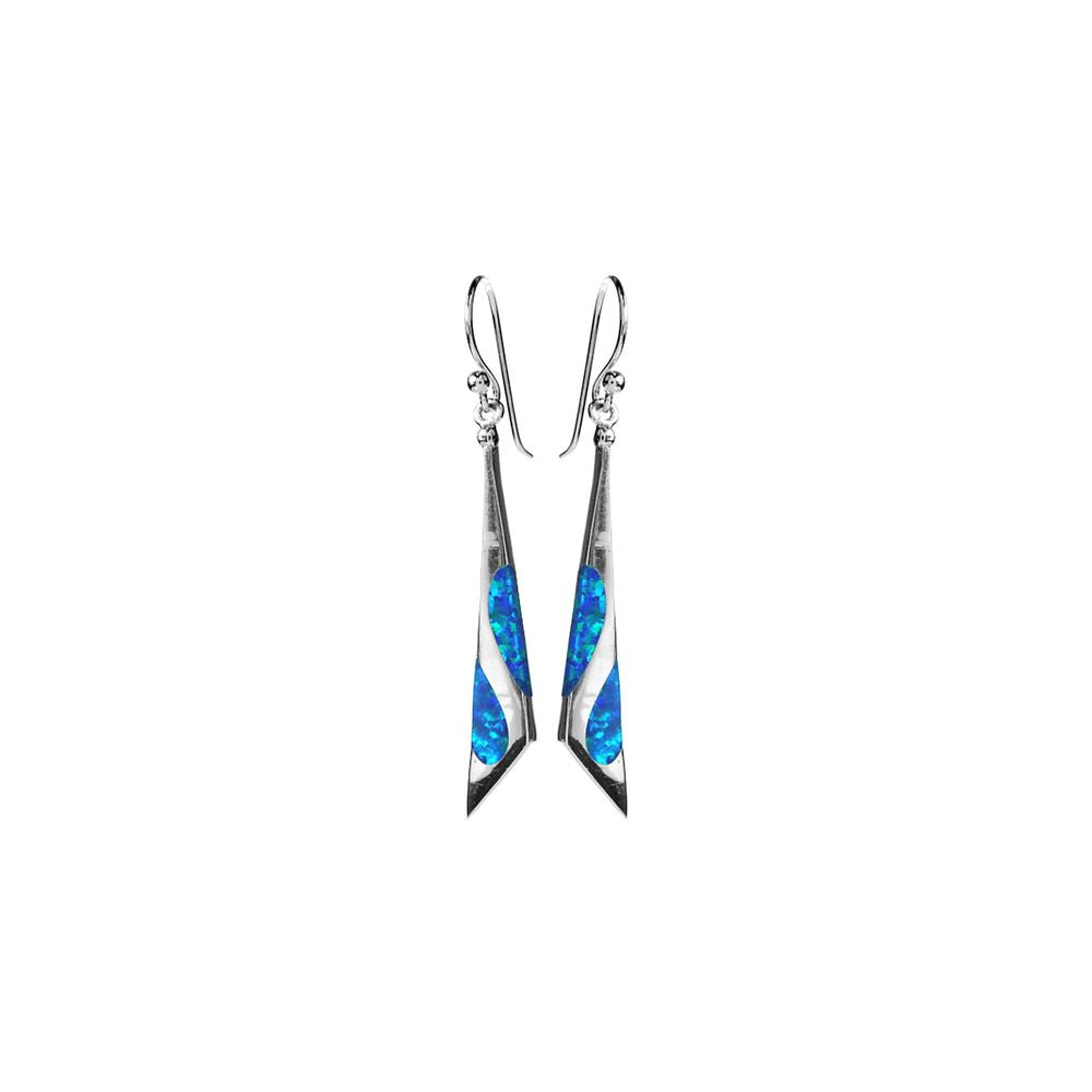 Celeste sectioned triangle blue opal earrings