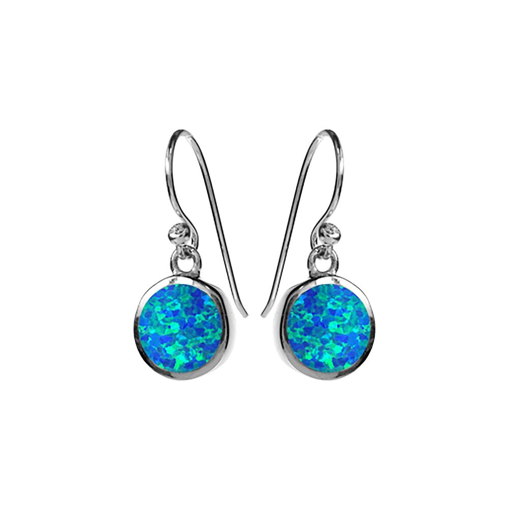 Diana round blue opal earrings