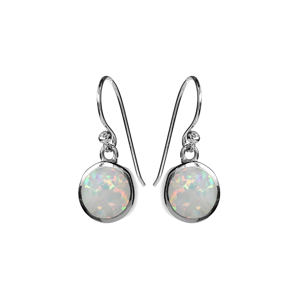 Diana round white opal earrings