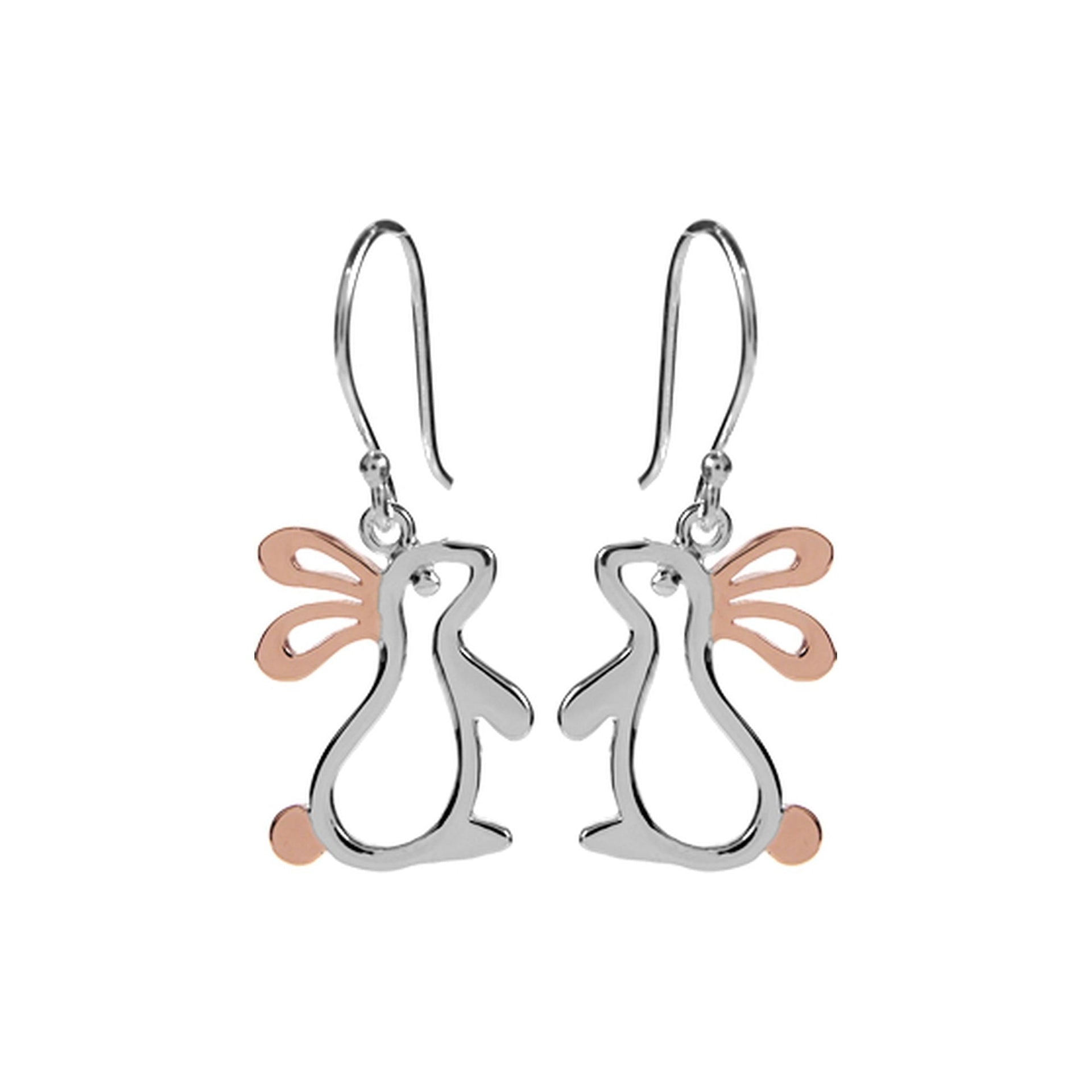 Bunny silhouette earrings with rose gold plate
