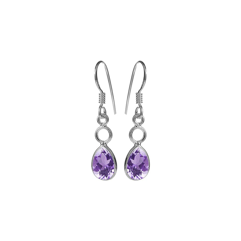 Ivy hoop teardrop faceted amethyst earrings