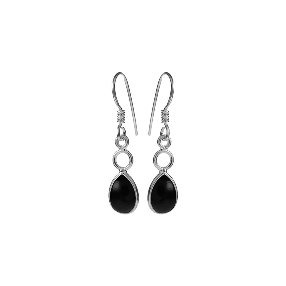 Ivy hoop teardrop black onyx earrings