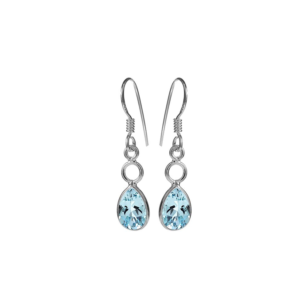 Ivy hoop teardrop faceted blue topaz earrings
