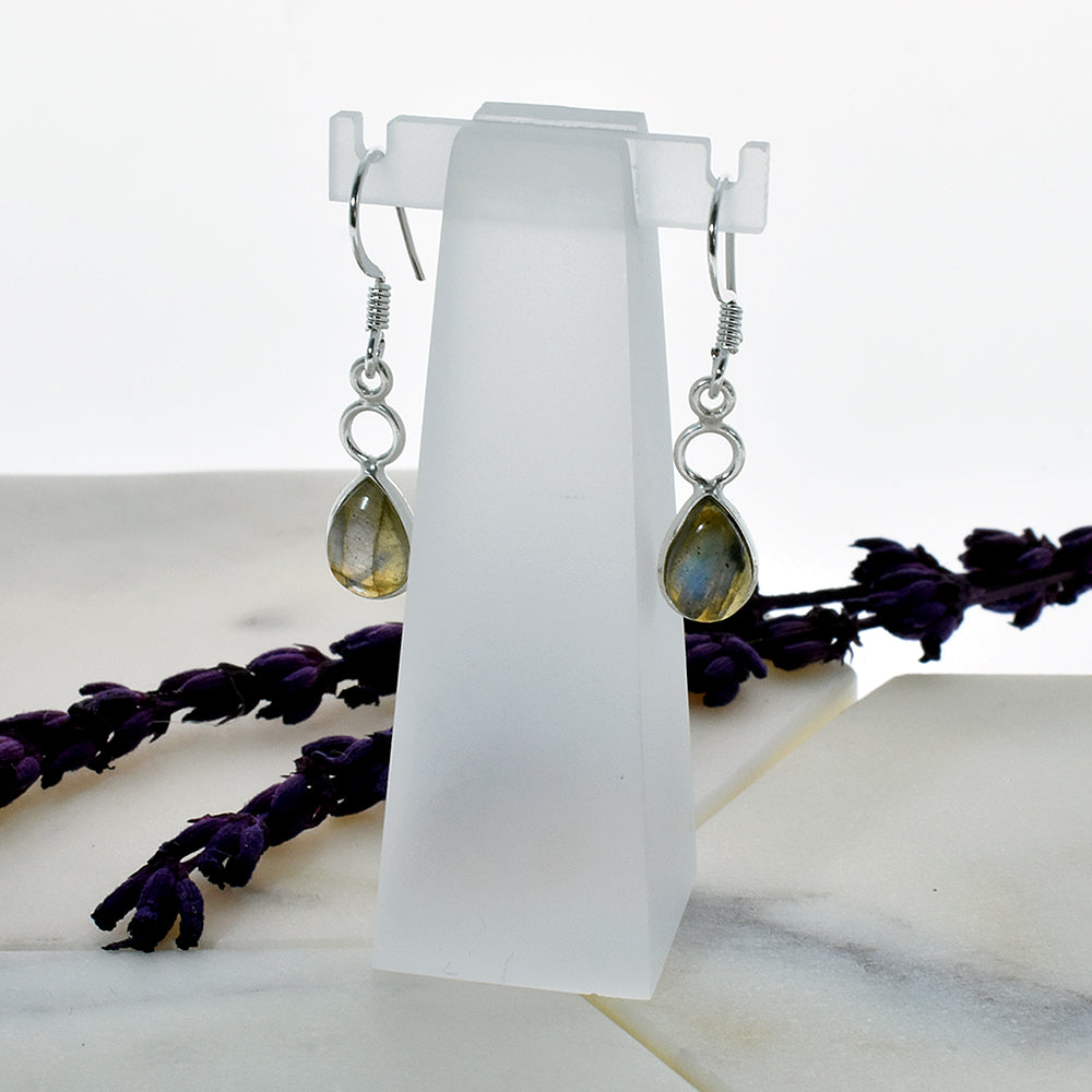 Ivy hoop teardrop labradorite earrings