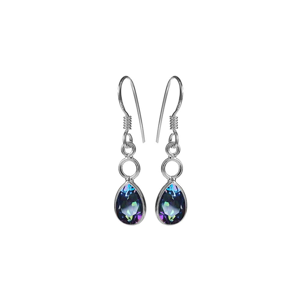 Ivy hoop faceted teardrop mystic topaz earrings