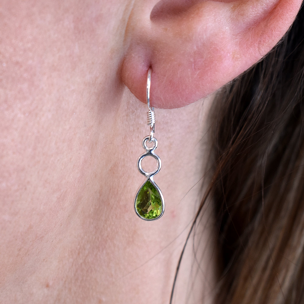 Ivy hoop faceted teardrop peridot earrings