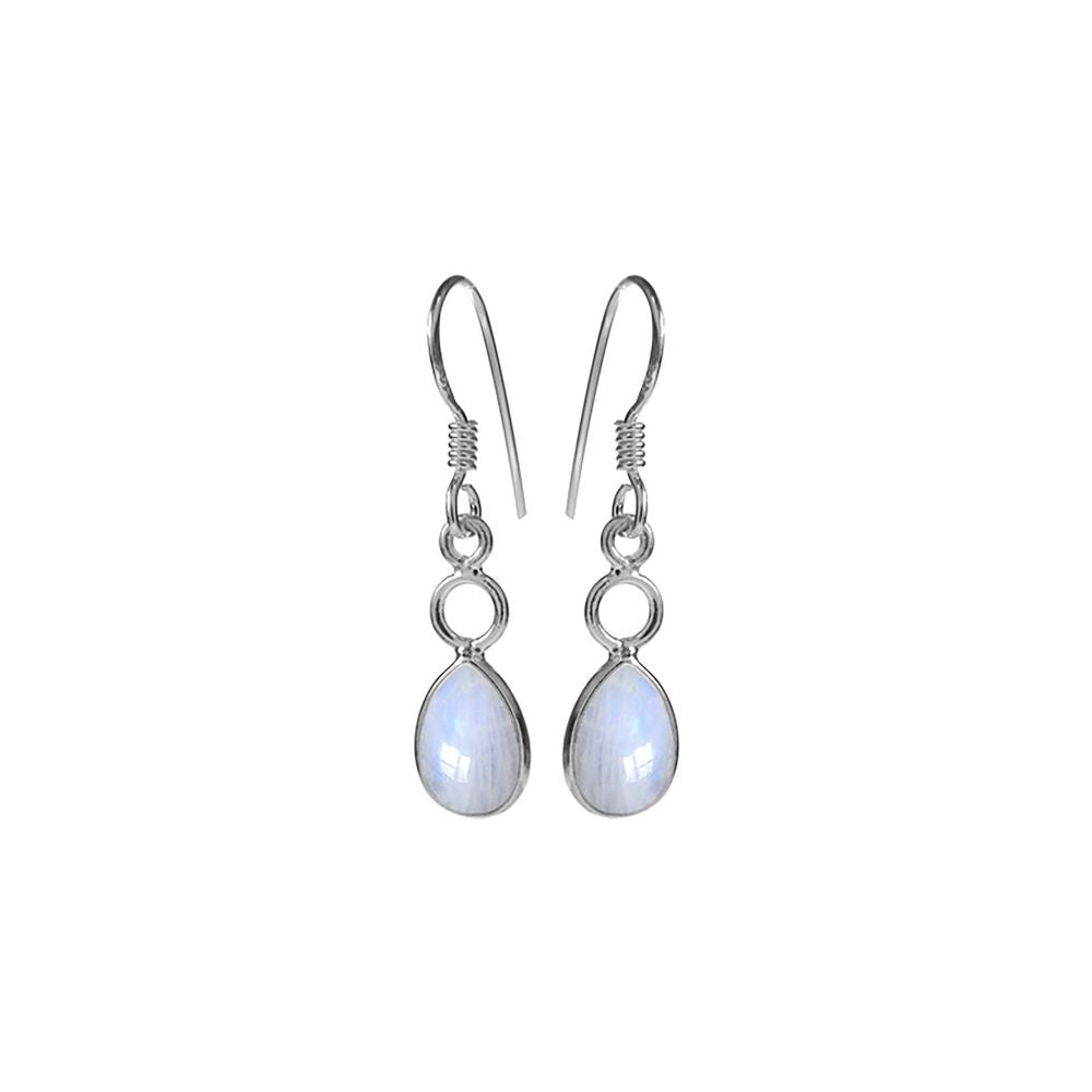 Ivy hoop teardrop rainbow moonstone earrings