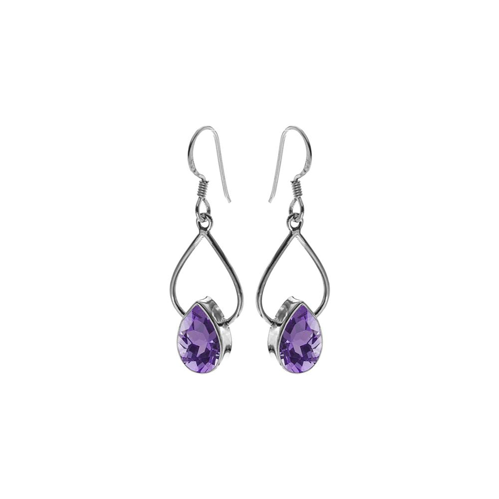 Ivy wire teardrop faceted amethyst earrings