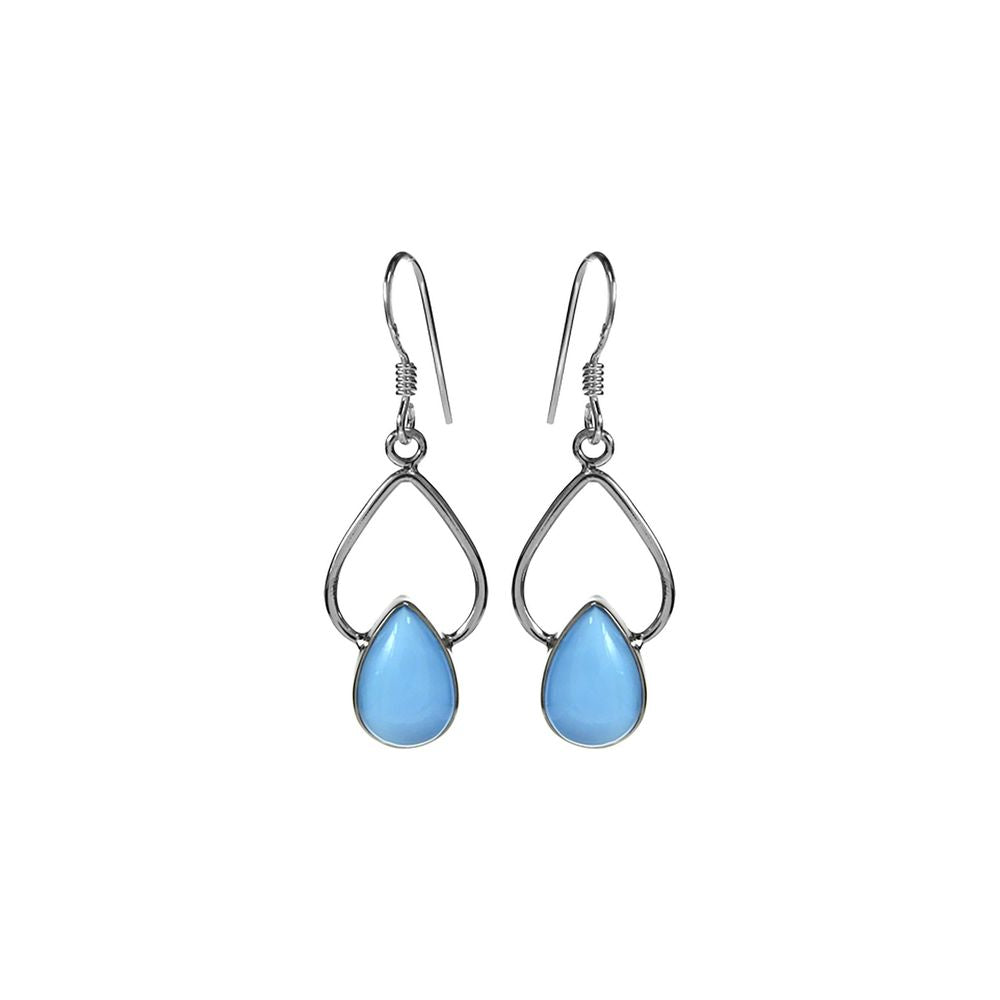 Ivy wire teardrop blue chalcedony earrings